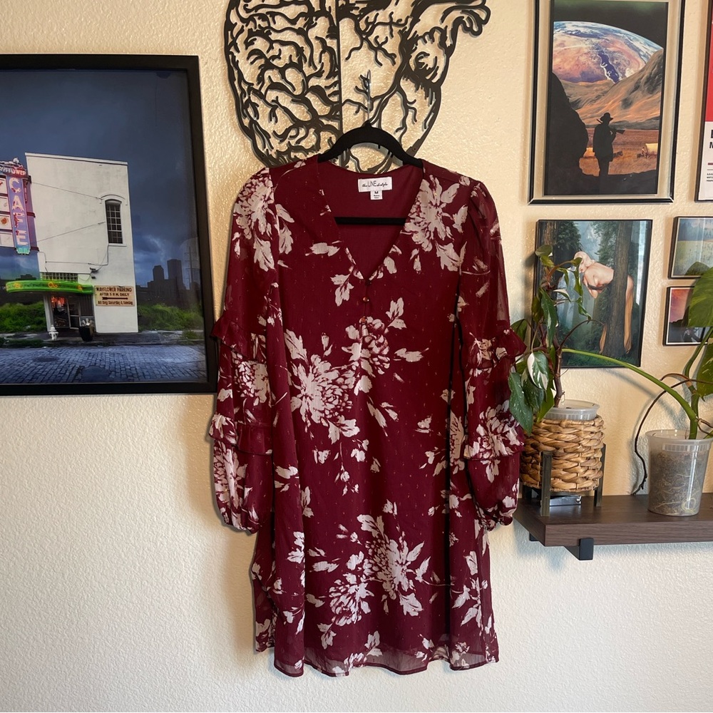 Jaw Dropping Shimmery Chiffon Deep Red Sexy Lady’s Dress